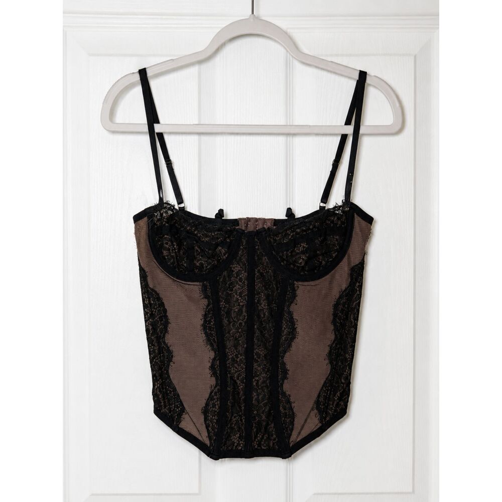 Out From Under Urban Outfitters Lace Mesh Bustier Corset Top Black M